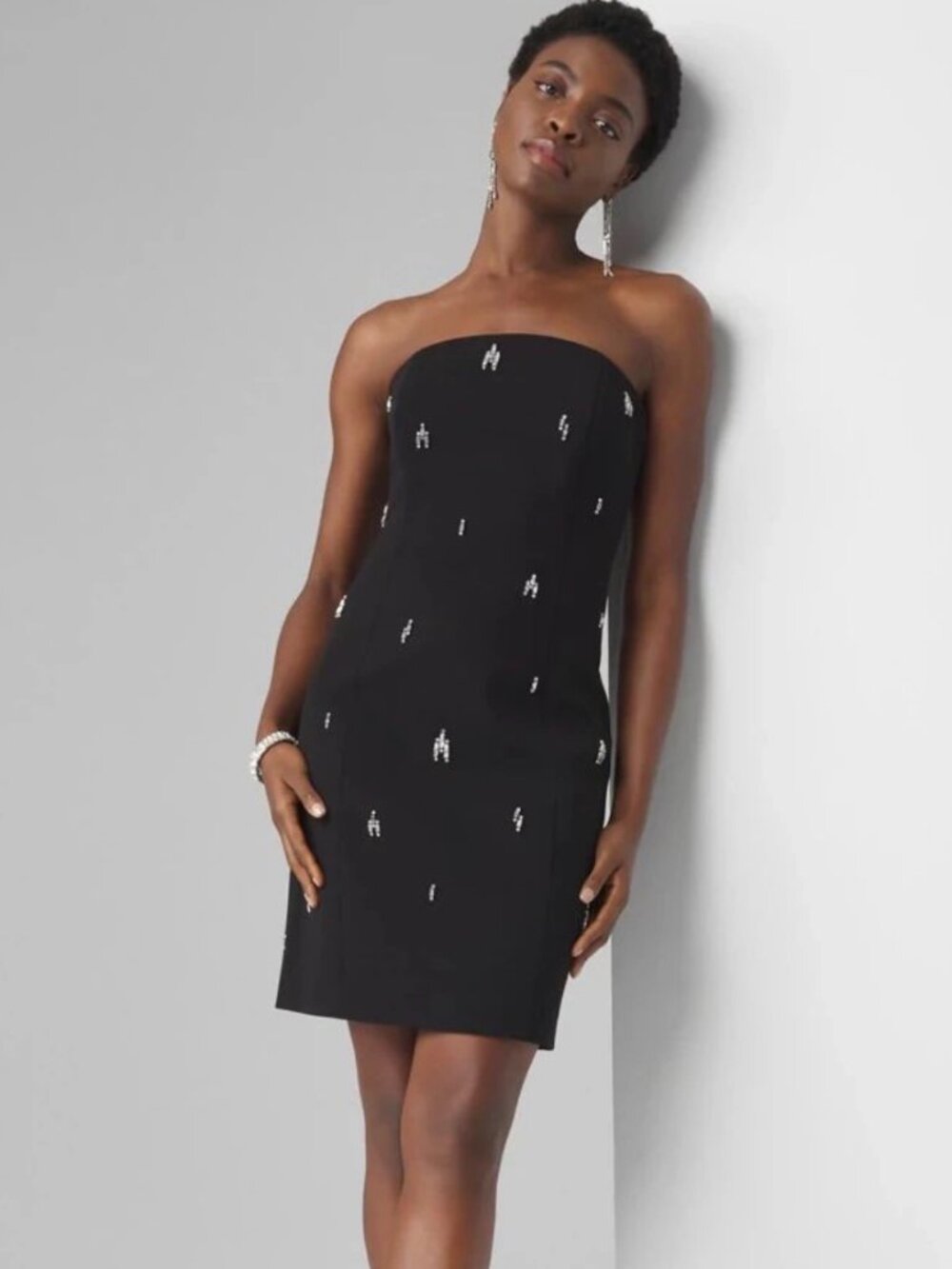 WHBM Strapless Embellished Mini Dress